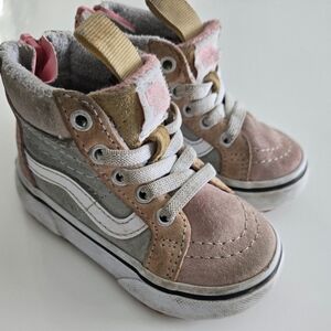 Kids High-Top Sneakers - Pink, Gray, and Tan